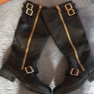 Guess Black leather tall boots